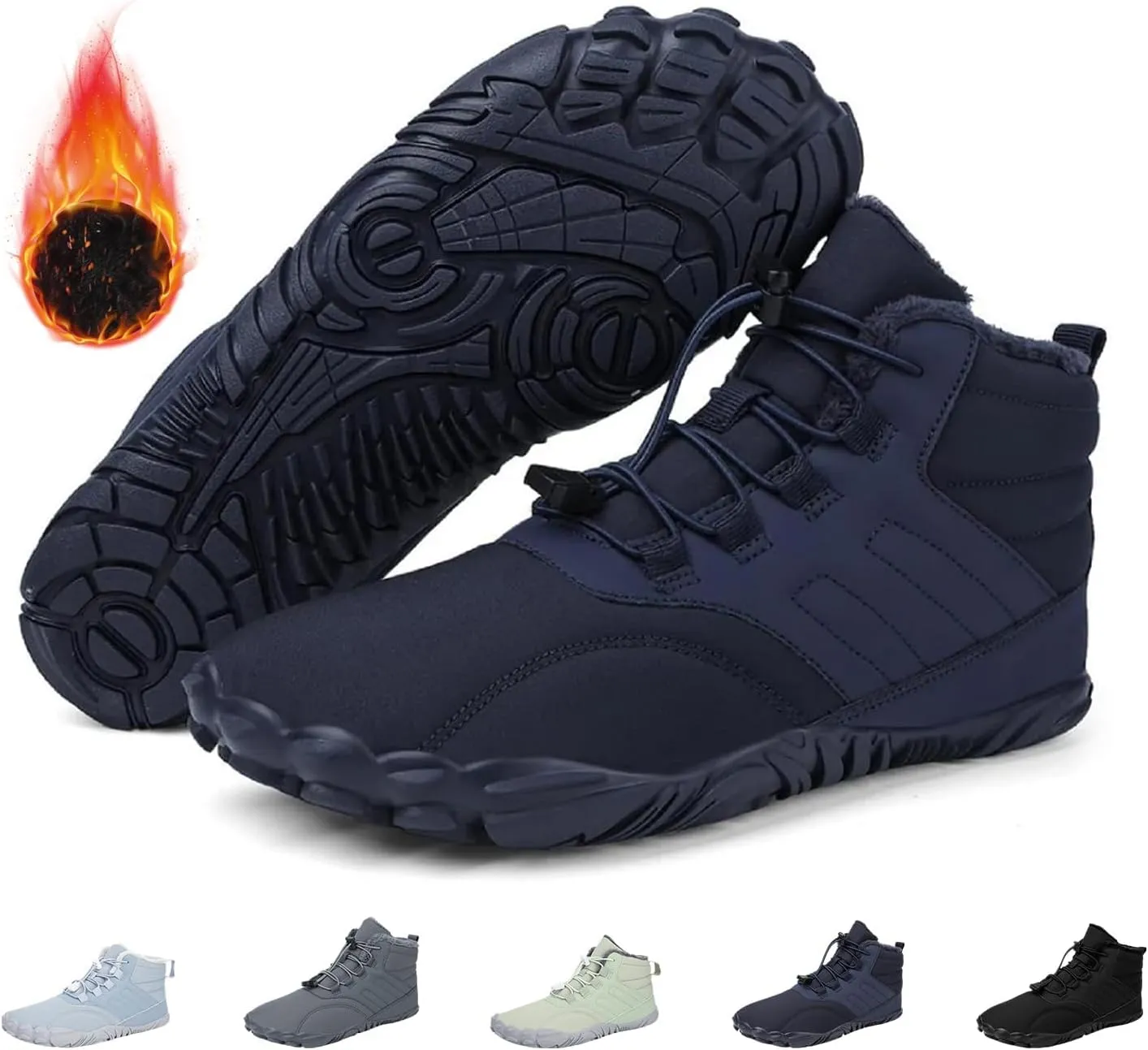 Winter Hike Barefoot Boots Womens,Warm Zero Drop Snow Boot Slip On Barefoot Footwear Men Wide Waterproof Hike Barefoot Shoes Women Hiking Walking Outdoor