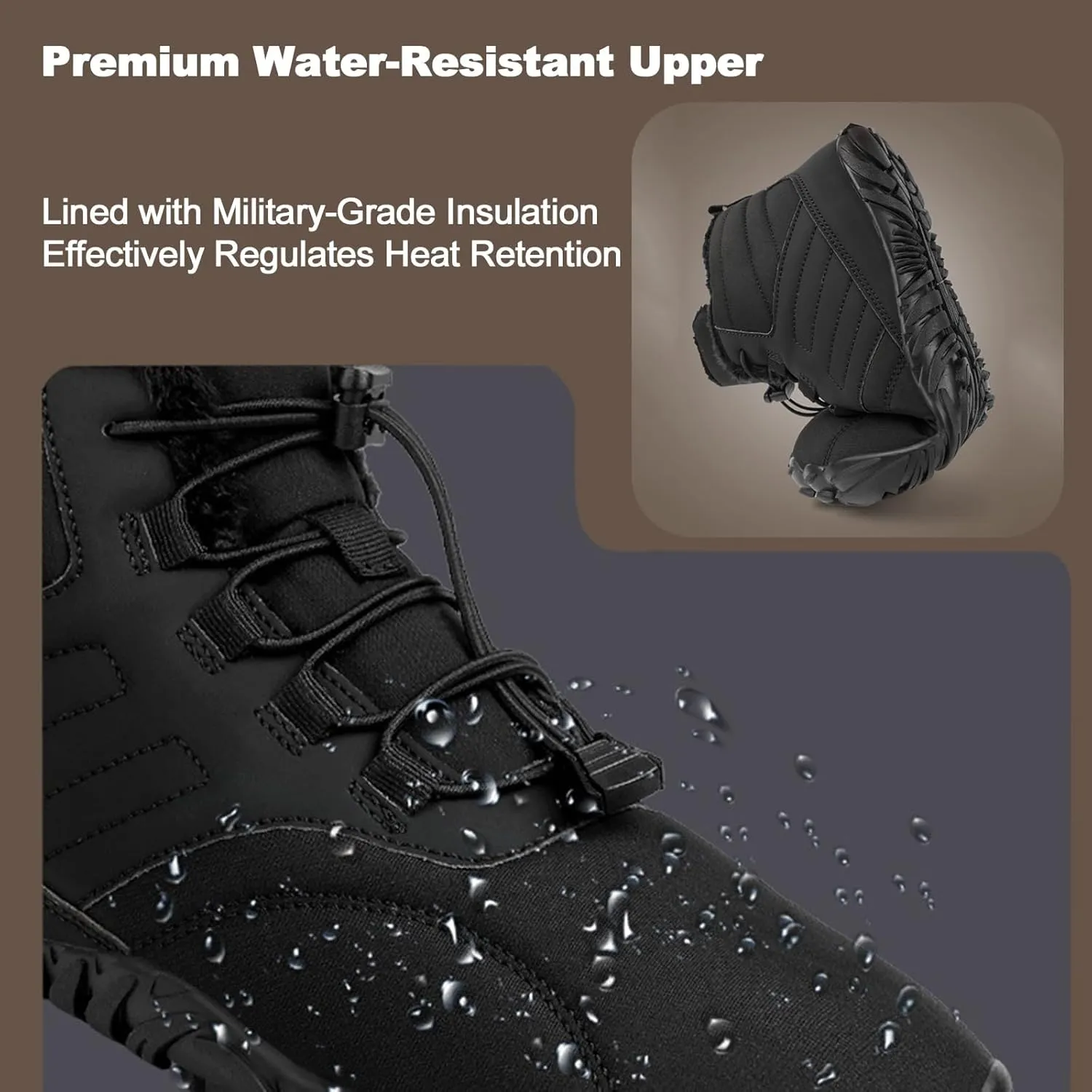 Winter Hike Barefoot Boots Womens,Warm Zero Drop Snow Boot Slip On Barefoot Footwear Men Wide Waterproof Hike Barefoot Shoes Women Hiking Walking Outdoor