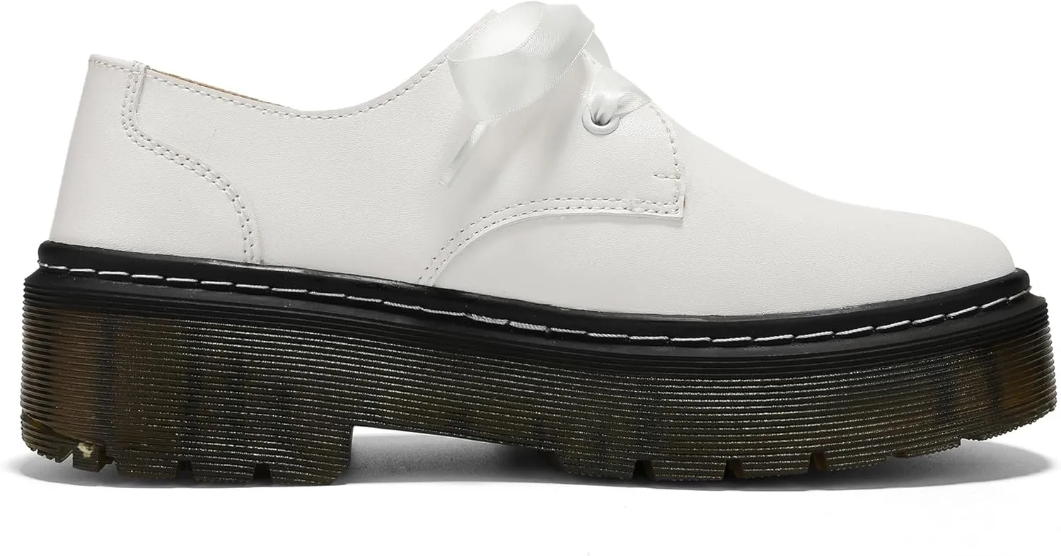 Women Lace-up Platform Chunky Loafers Classic Lug Sole Oxford Shoes Business Work Office Dress Shoes