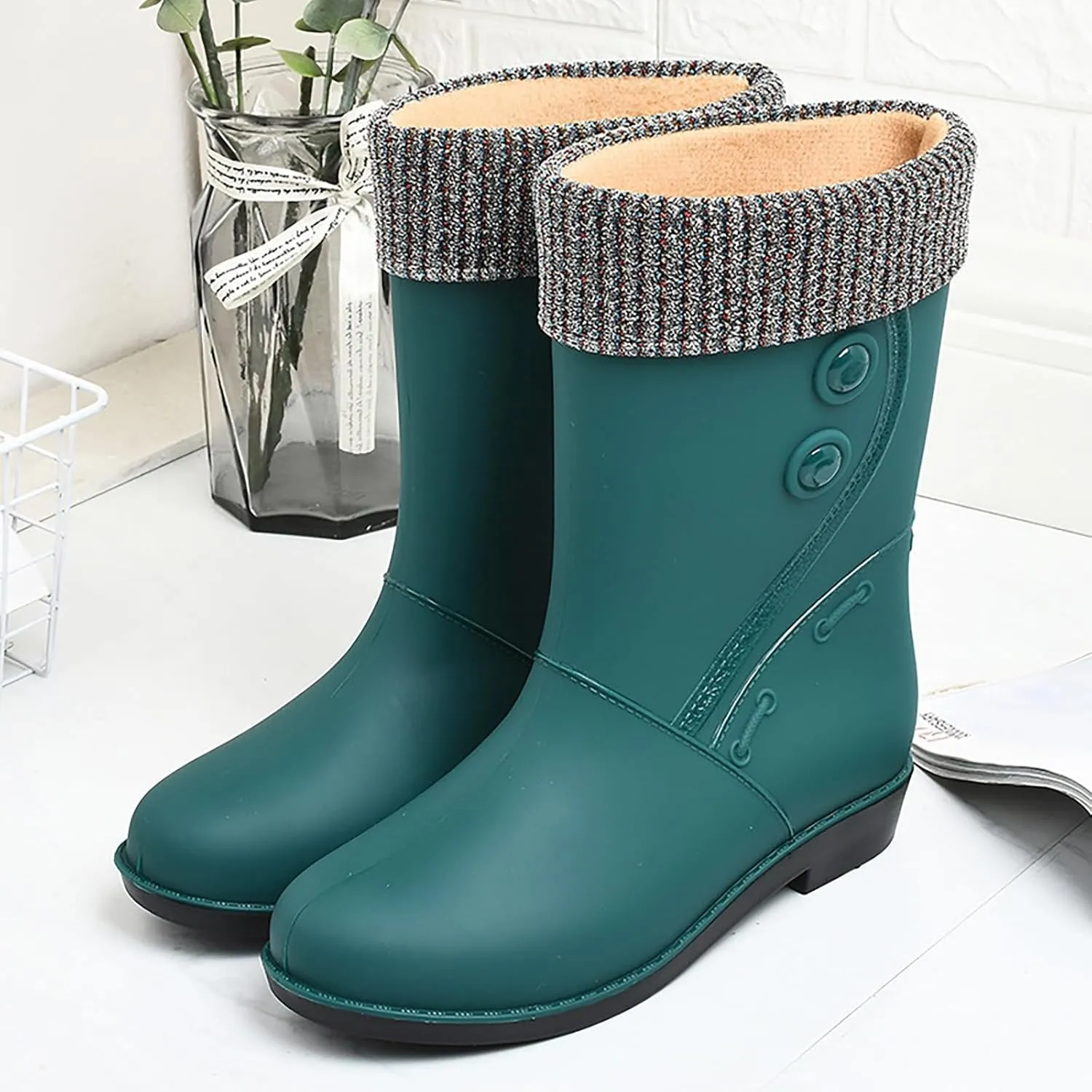 Women Rain Shoes Shoes Comfortable Light Ankle Rain Boots Frosted Outdoor Rain Boots Gift College Girl
