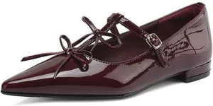 Women's Cow Leather Bow-Knot Sandals - Pointed Toe Low Heels Summer Ankle Straps