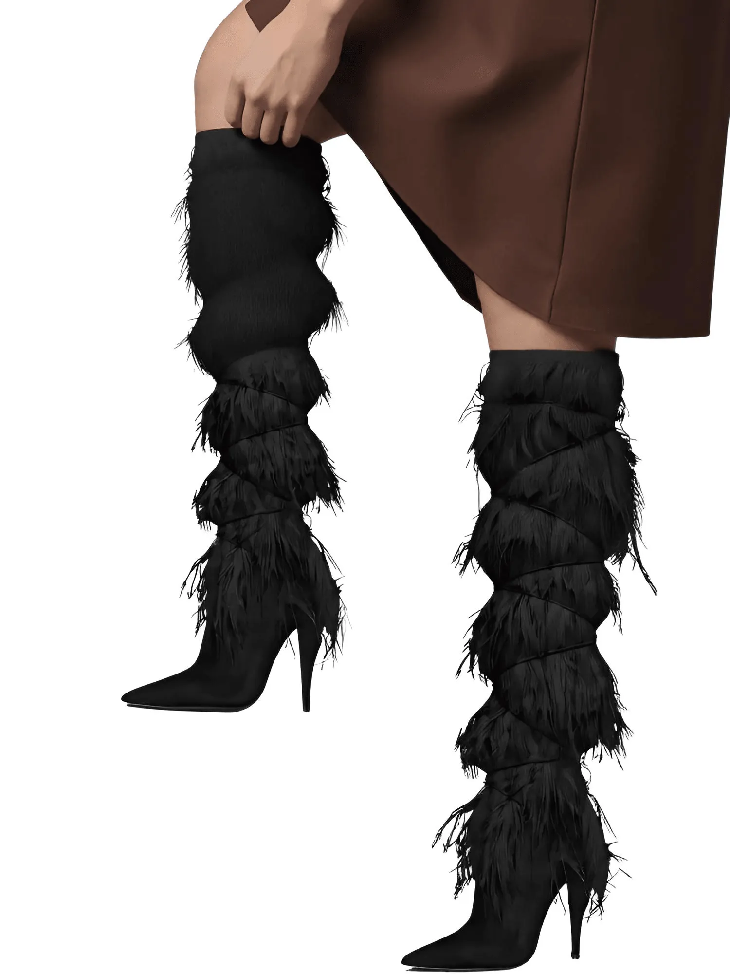 Women's Feather High Heel Boots
