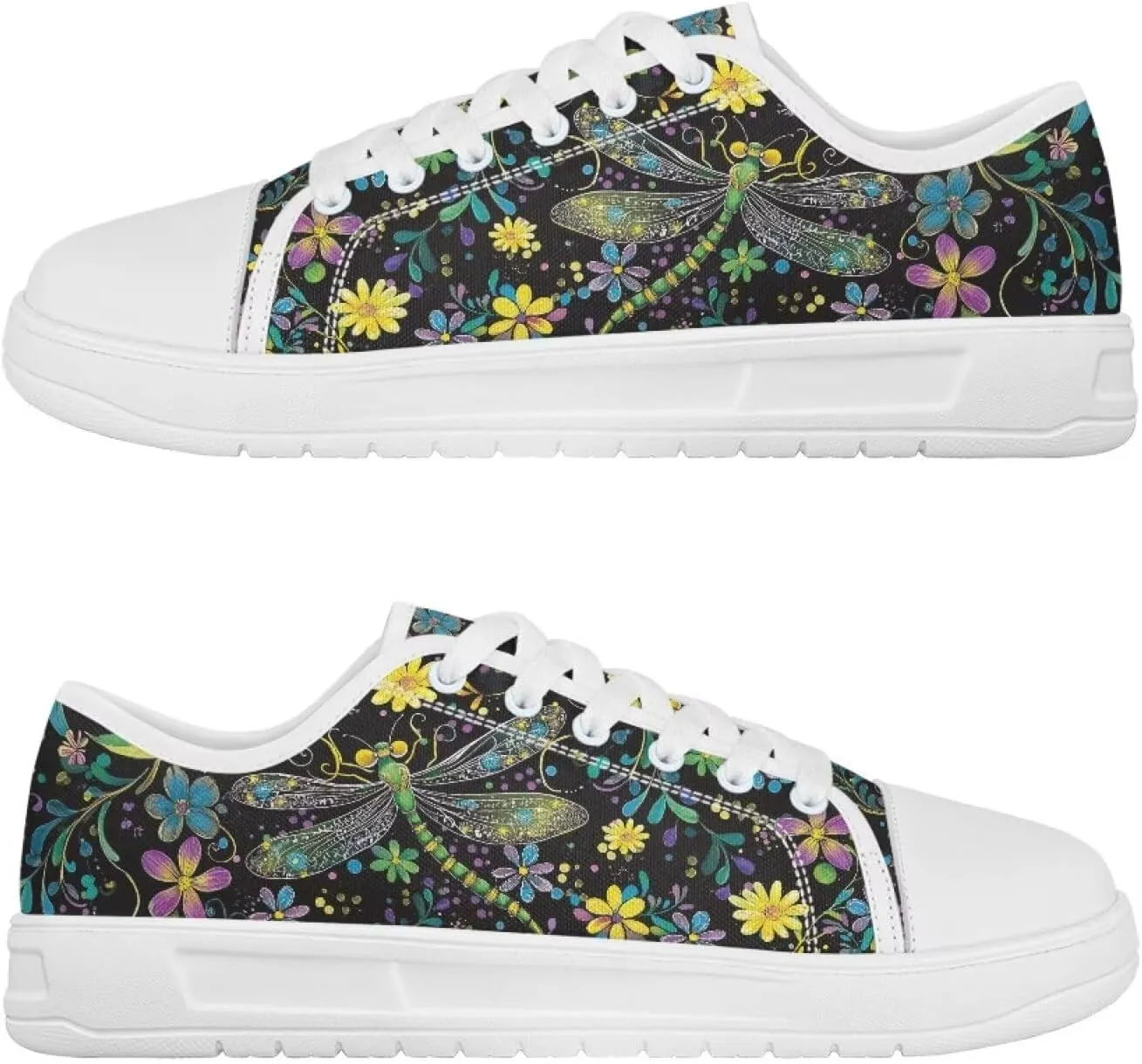 Women's Lace Up Low Top Canvas Shoes Fashion Casual Round Toe Sneakers Hands Free No Laces Barefoot Shoes US5.5-13.5