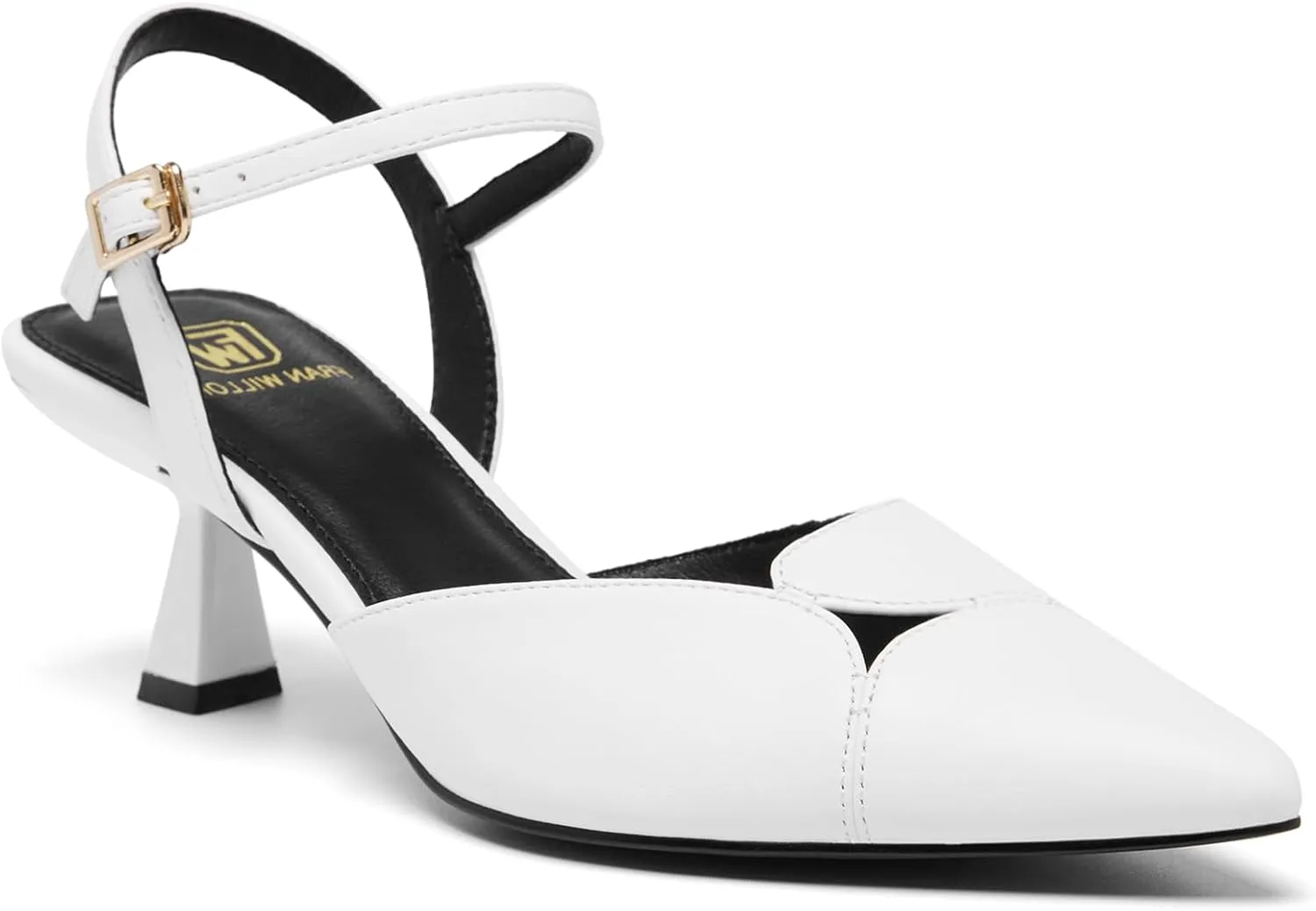 Women's Slingback Kitten Heels Closed Pointed Toe Pumps Dressy Strappy Ankle Office Low Heel Work Dress Shoes