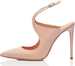 Womens Slingback Stiletto High Heels Closed Pointed Toe Pumps Elegant Ankle Strap Buckle Party Prom Wedding Dress Pumps Shoes