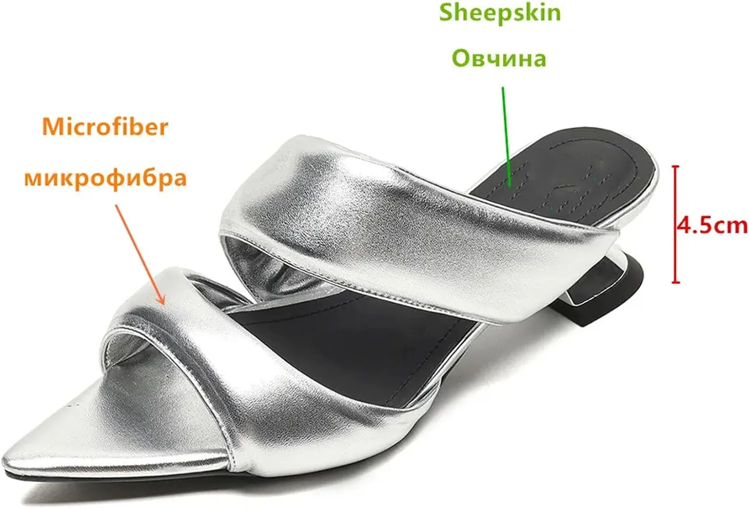 Women's Soft Microfiber Sandals - Pointed Toe Thick Heels, Big Size Summer Casual