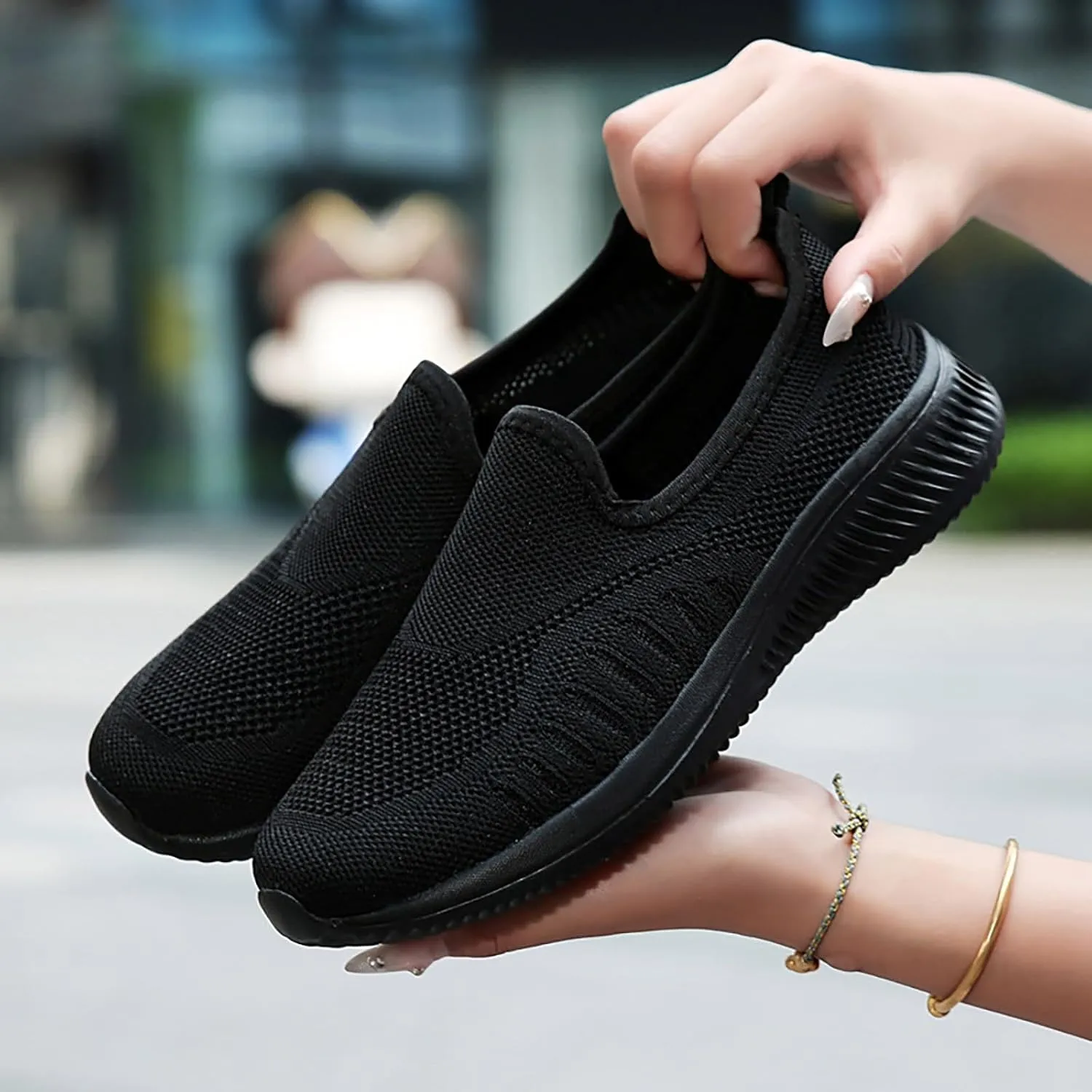 Women's Soft Orthopedic Shoes Breathable Woven Go Walking Slip On Foam Shoes Arch Support Hands Bass Shoes Men Casual