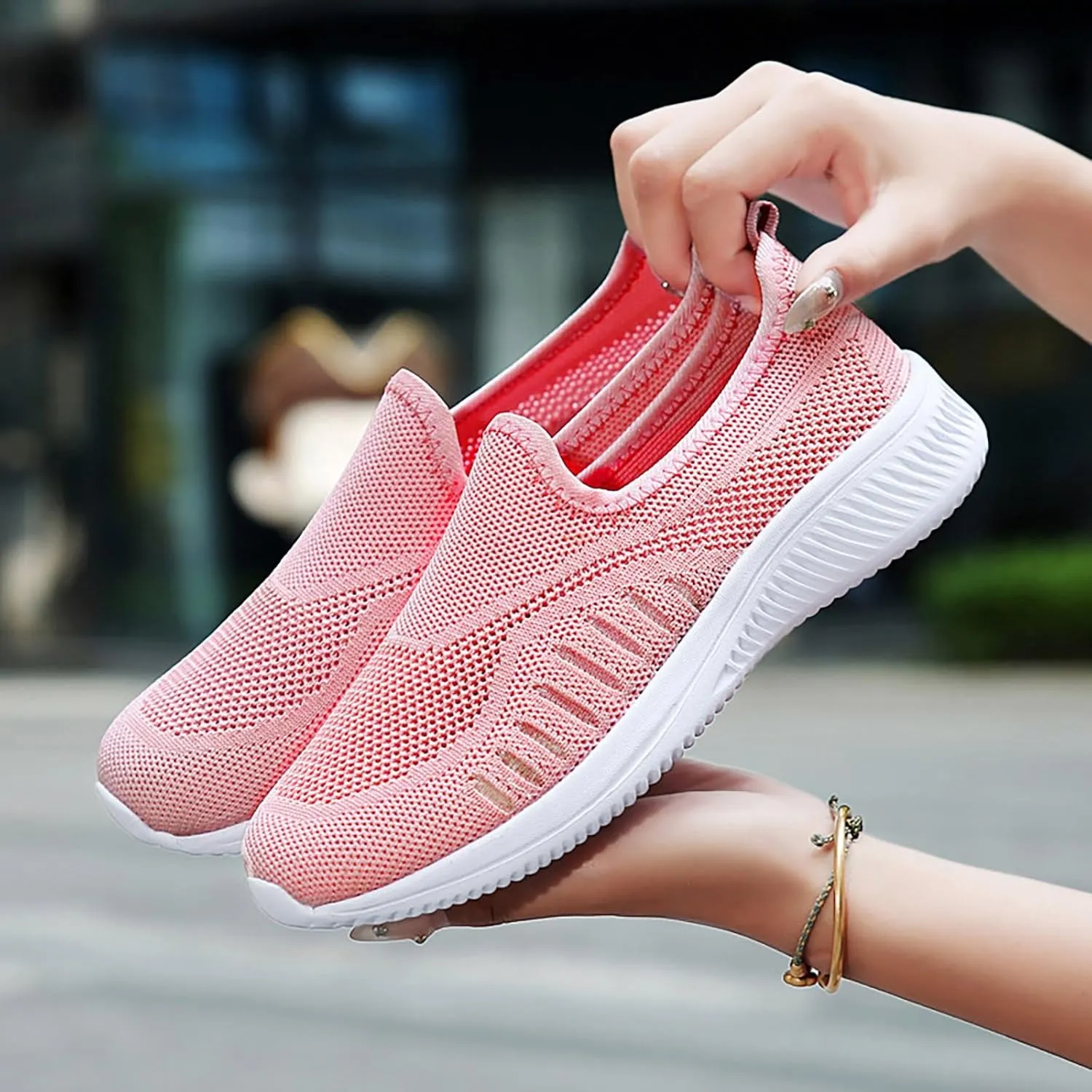 Women's Soft Orthopedic Shoes Breathable Woven Go Walking Slip On Foam Shoes Arch Support Hands Bass Shoes Men Casual