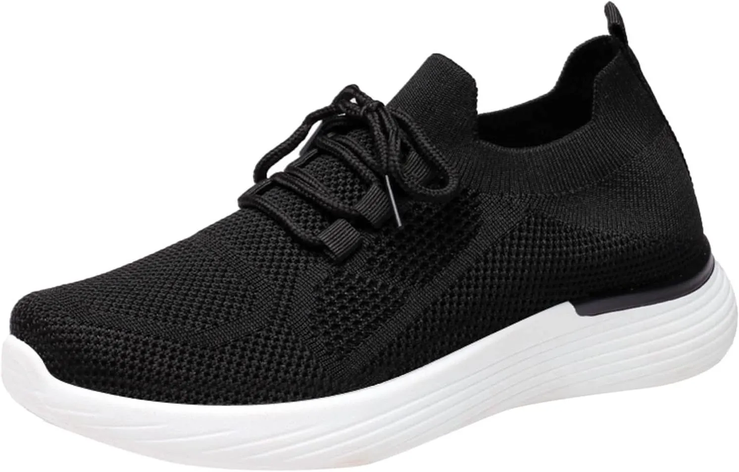 Womens Walking Shoes Wide Width Office Black Women Walking Shoes Sock Sneakers Mesh Slip On Air Womens Casual Shoes with Arch Support Womens Casual Sneakers Wide Women's Size 8 Non Slip Work Shoes