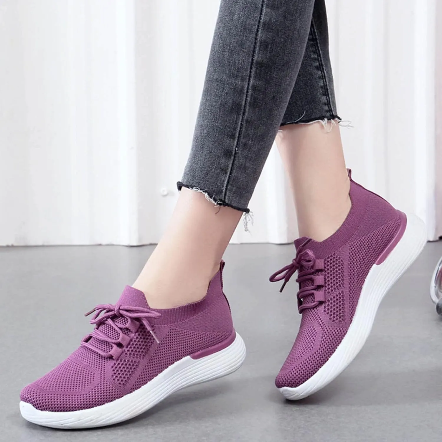 Womens Walking Shoes Wide Width Office Black Women Walking Shoes Sock Sneakers Mesh Slip On Air Womens Casual Shoes with Arch Support Womens Casual Sneakers Wide Women's Size 8 Non Slip Work Shoes