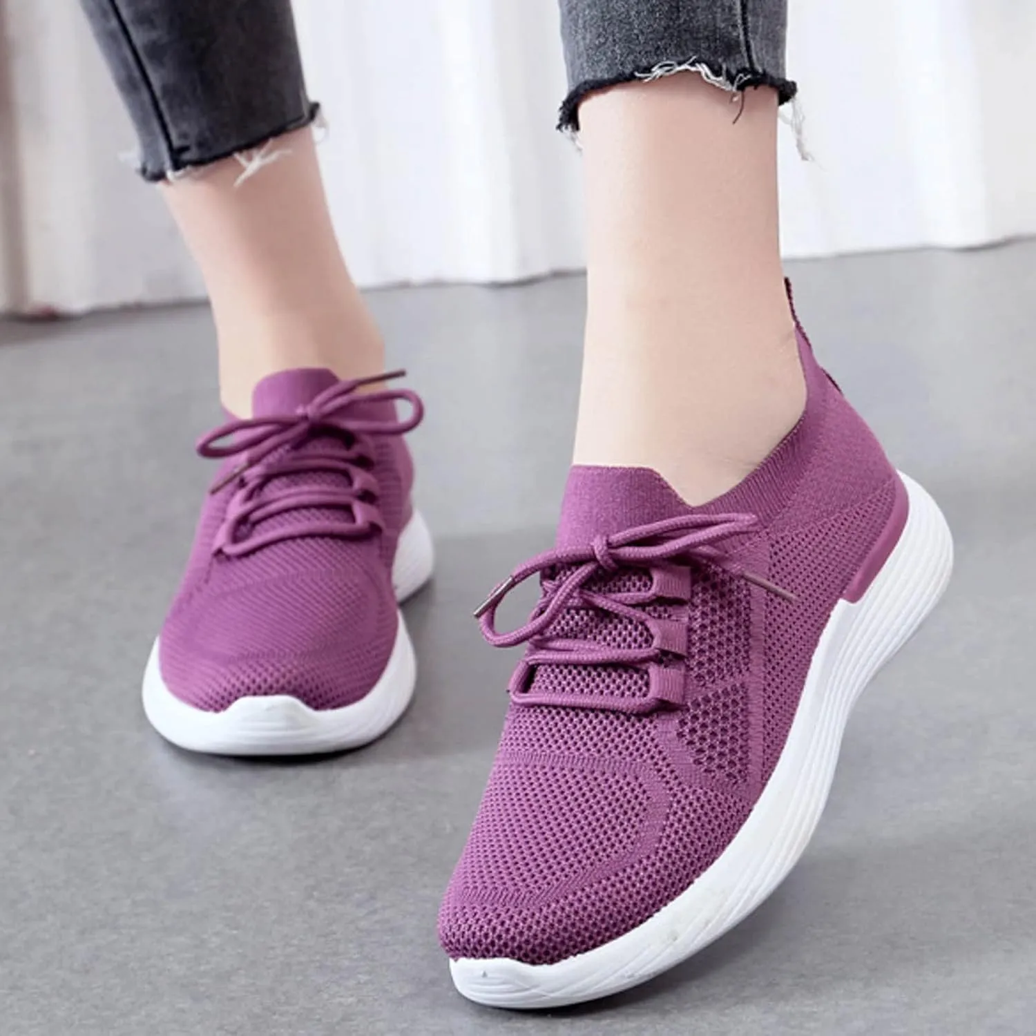 Womens Walking Shoes Wide Width Office Black Women Walking Shoes Sock Sneakers Mesh Slip On Air Womens Casual Shoes with Arch Support Womens Casual Sneakers Wide Women's Size 8 Non Slip Work Shoes