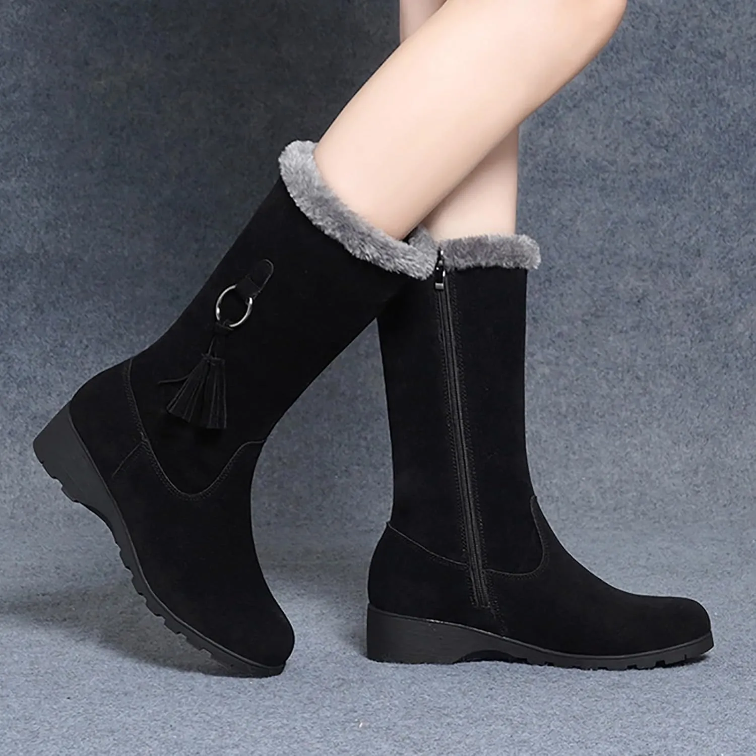 Women's Waterproof Winter Snow Boots with Side Zipper - 2024 Fashion Lightweight Hiking Boots for Cold Weather