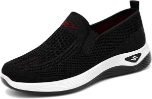 Woven Orthopedic Sneakers for Women Men Mesh Breathable Running Shoes,Outdoor Go Walking Slip on Diabetic Foam Shoes,Lightweight Non-Slip Soft Sole Athletic Sneakers with Arch Support