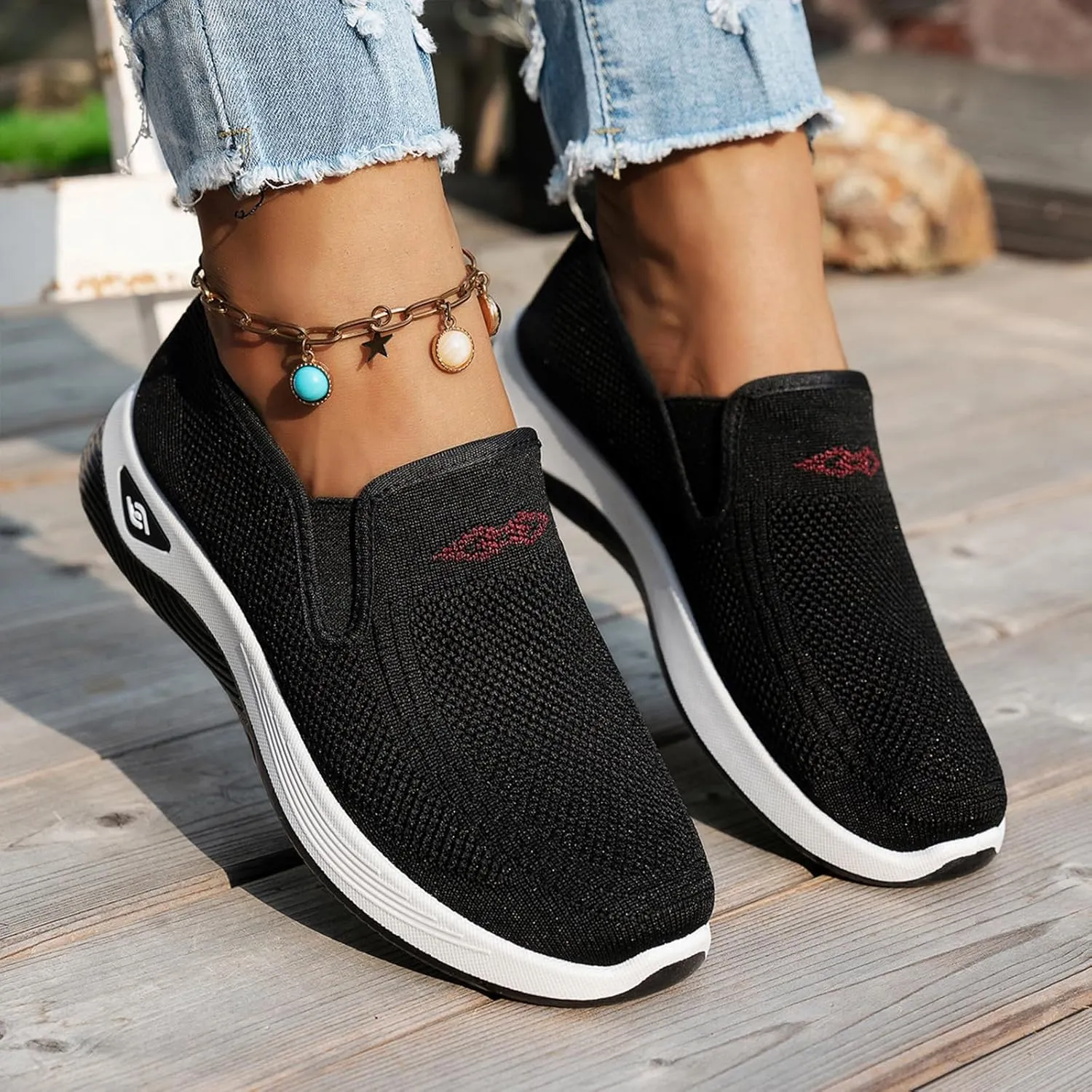 Woven Orthopedic Sneakers for Women Men Mesh Breathable Running Shoes,Outdoor Go Walking Slip on Diabetic Foam Shoes,Lightweight Non-Slip Soft Sole Athletic Sneakers with Arch Support