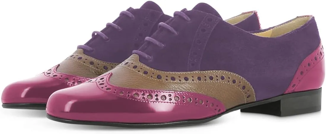 YDN Women's Oxford Dress Shoes Chunky Low Heels Lace Up Business Formal Loafers Self-tie Womens Casual Shoes Size 4-16 US