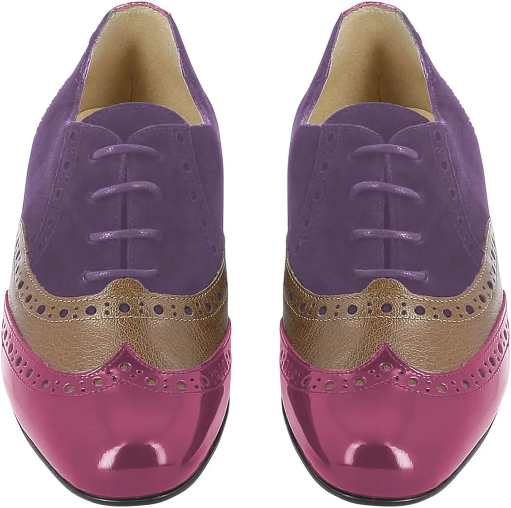 YDN Women's Oxford Dress Shoes Chunky Low Heels Lace Up Business Formal Loafers Self-tie Womens Casual Shoes Size 4-16 US